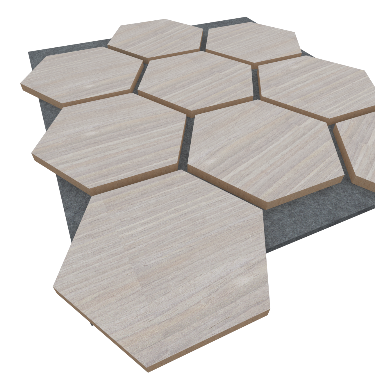 Panel Acústico Hexagonal Enchapado Ceniza