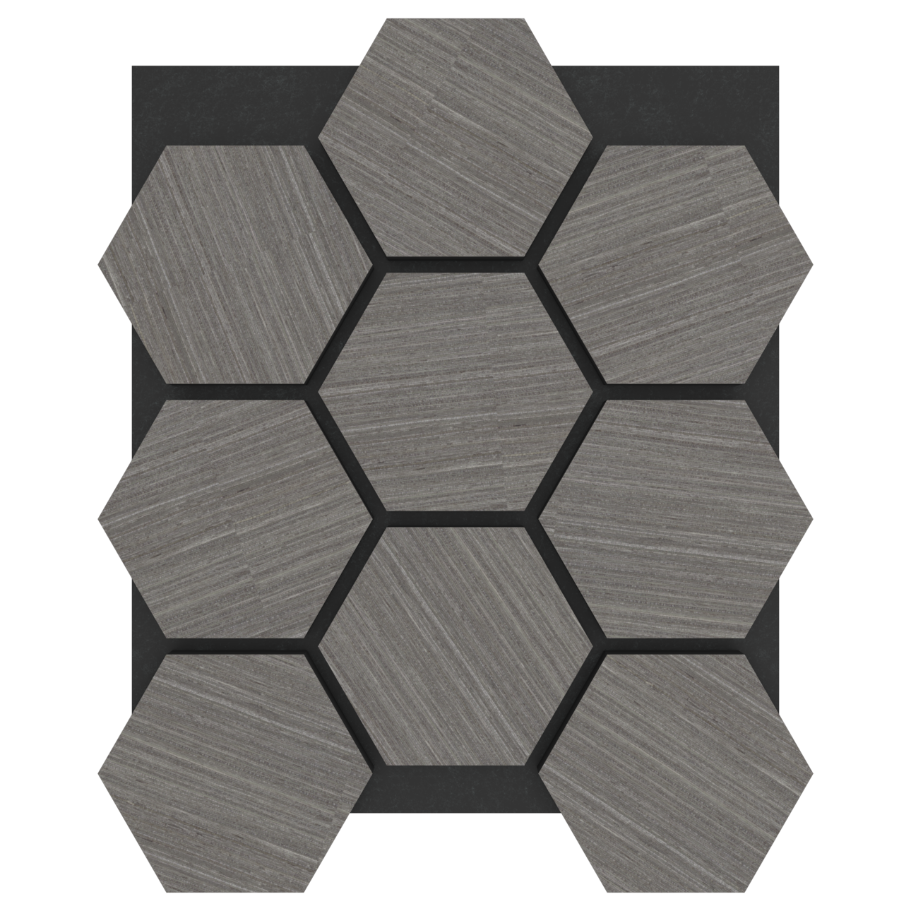 Panel Acústico Hexagonal Enchapado Gris Lineal