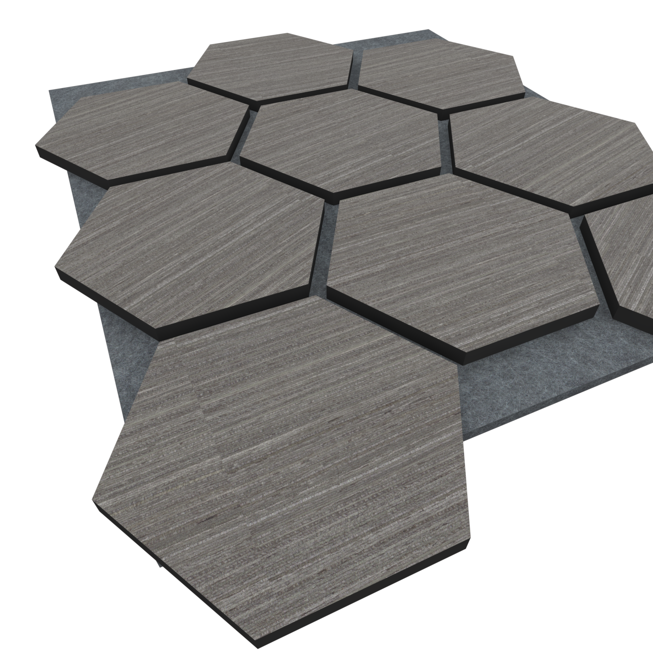Panel Acústico Hexagonal Enchapado Gris Lineal