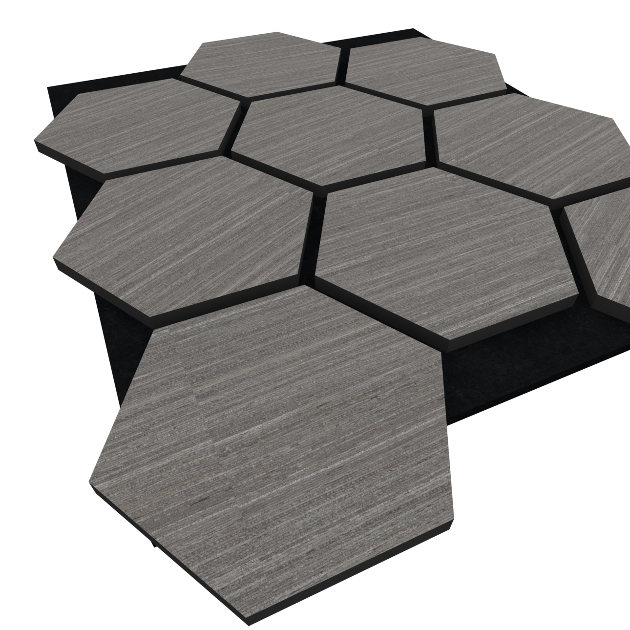 Panel Acústico Hexagonal Enchapado Gris Lineal