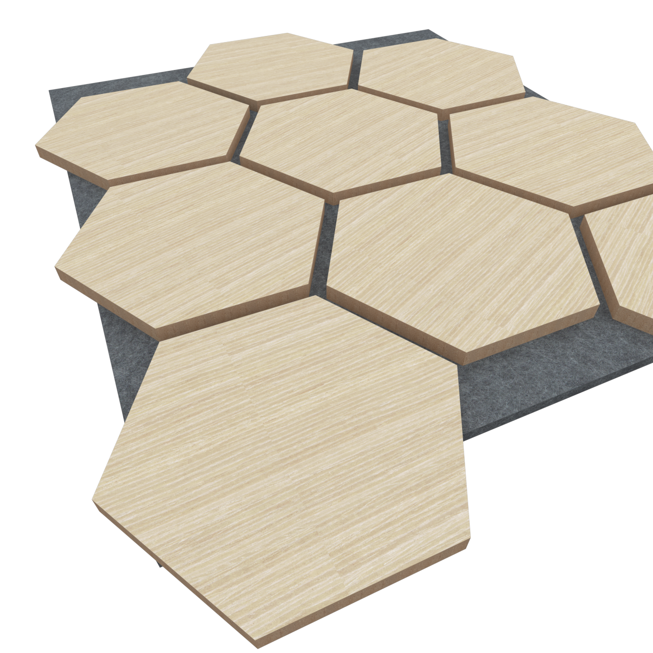 Panel Acústico Hexagonal Enchapado Patina Blanca