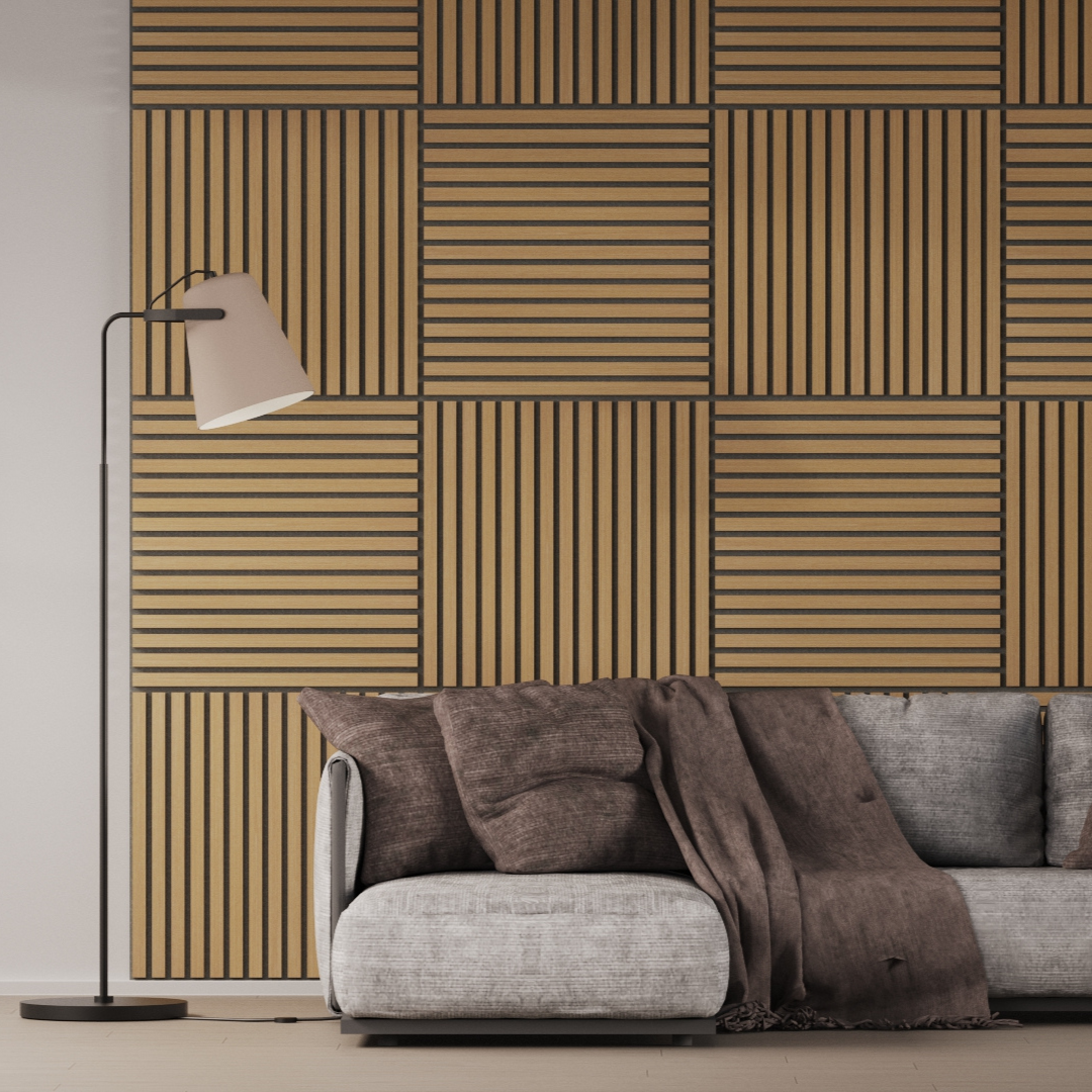 Panel Acústico Listones de Madera Enchapado Freijo 1,44 m²