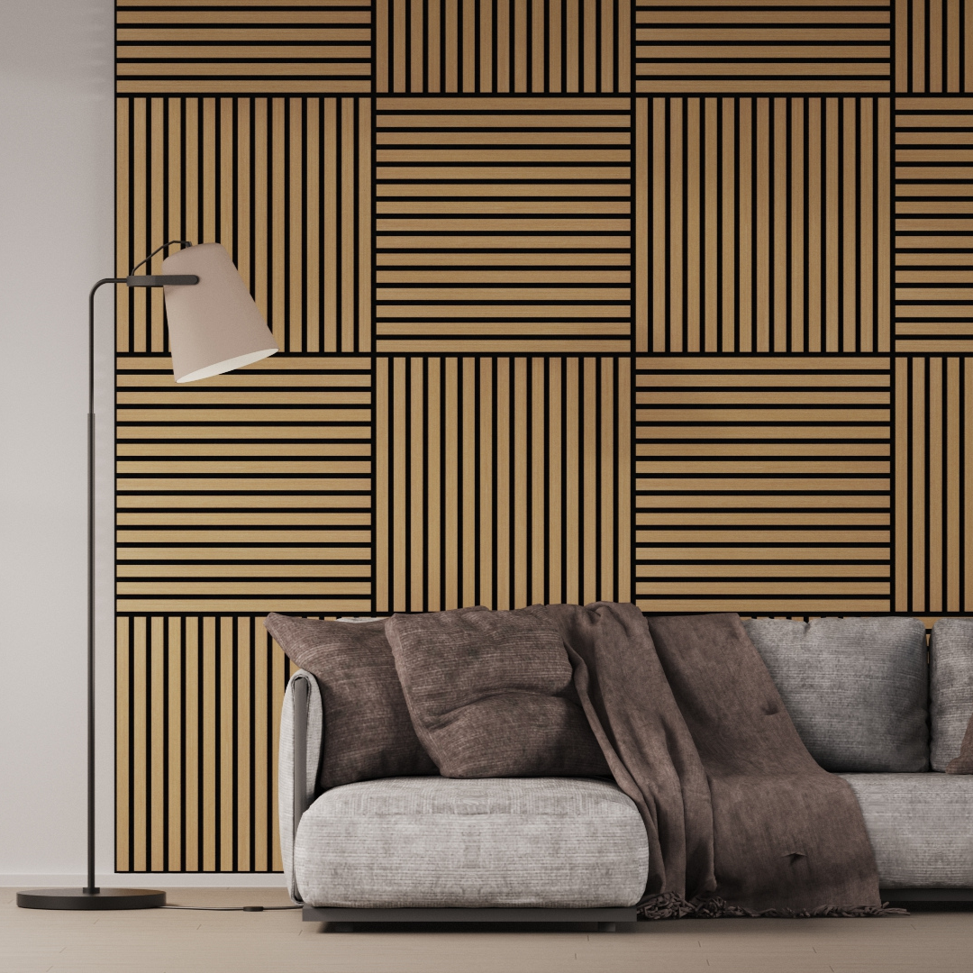 Panel Acústico Listones de Madera Enchapado Freijo 1,44 m²