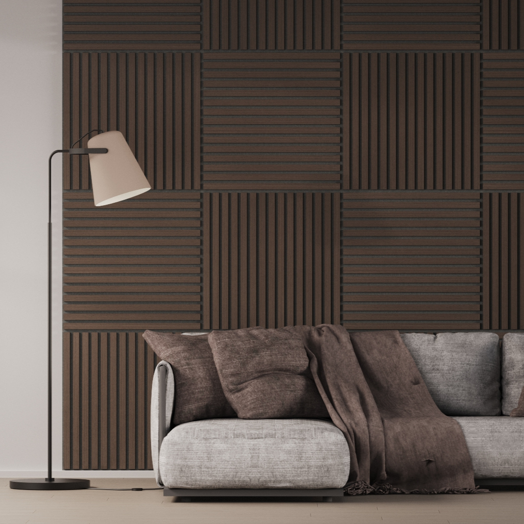 Panel Acústico Listones de Madera Enchapado Gris Lineal 1,44 m²