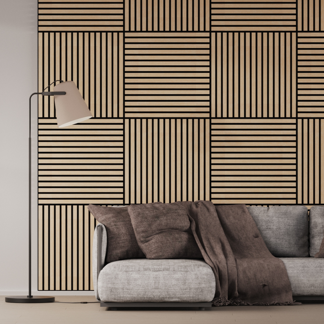Panel Acústico Listones de Madera Enchapado Patina Blanca 1,44 m²