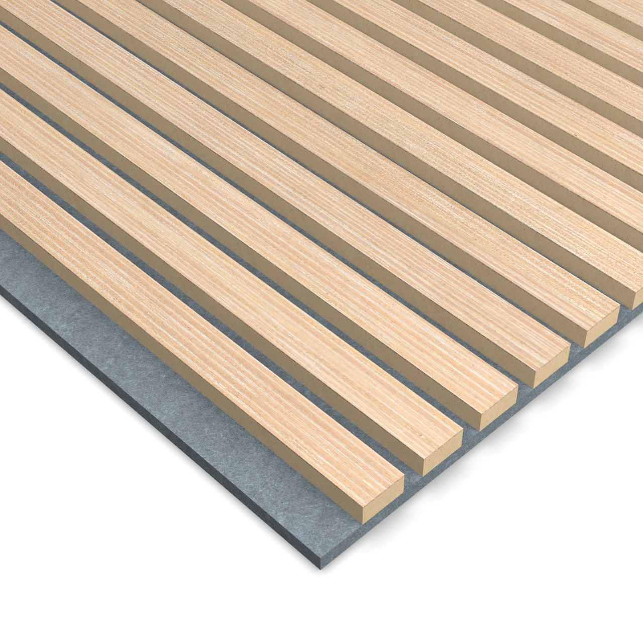 Panel Acústico Listones de Madera Enchapado Patina Blanca