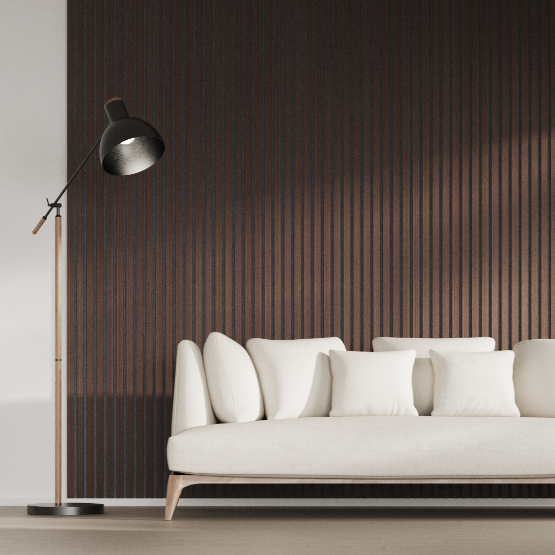 Panel Acústico Listones de Madera Enchapado Wenge