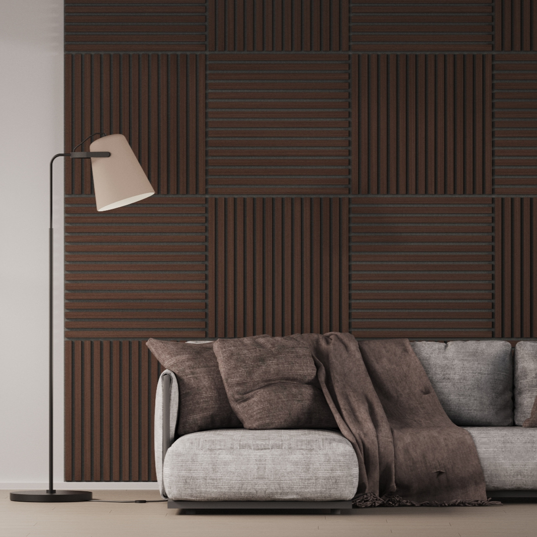 Panel Acústico Listones de Madera Enchapado Wenge 1,44 m²
