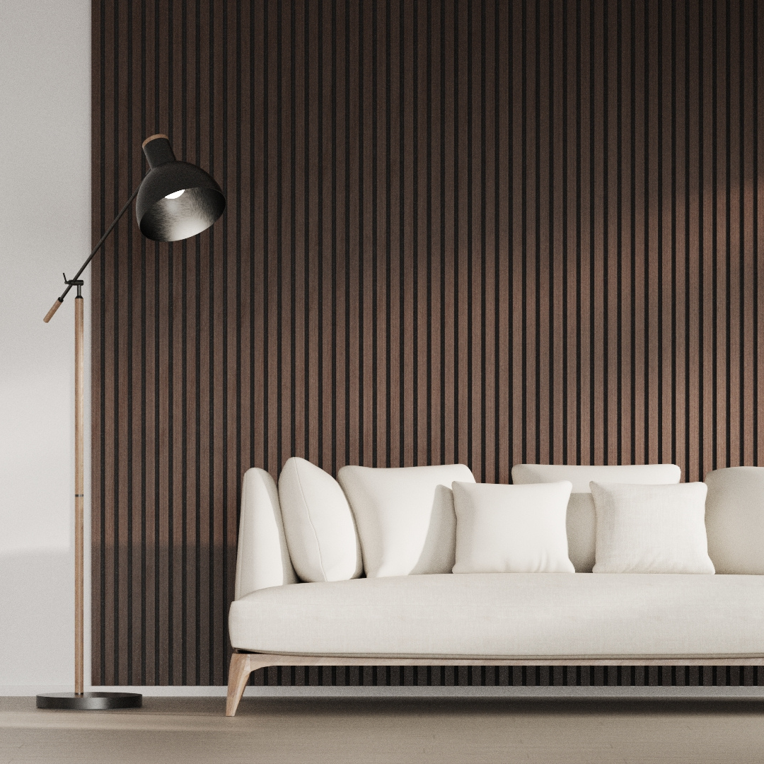 Panel Acústico Listones de Madera Enchapado Wenge