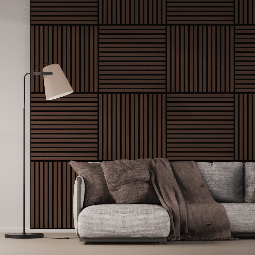 Panel Acústico Listones de Madera Enchapado Wenge 1,44 m²