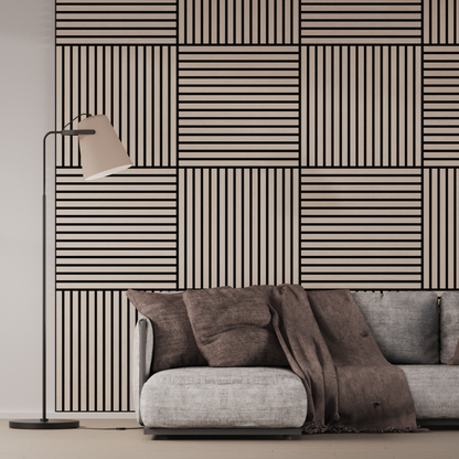 Panel Acústico Listones de Madera Enchapado Ceniza 1,44 m²