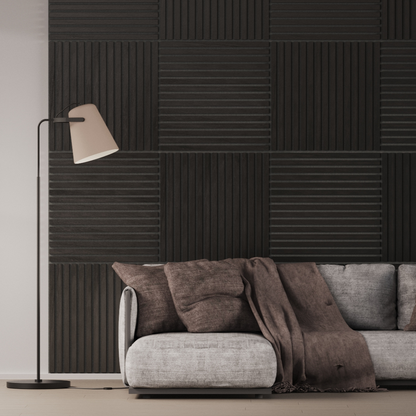 Panel Acústico Listones de Madera Enchapado Encina Negra 1,44 m²