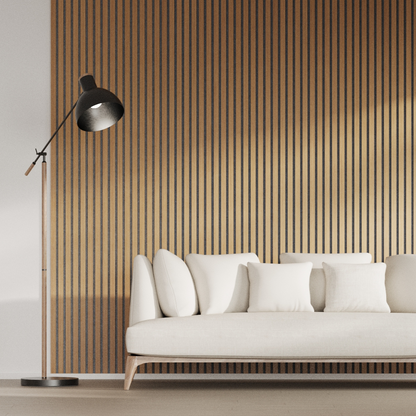 Panel Acústico Listones de Madera Enchapado Freijo