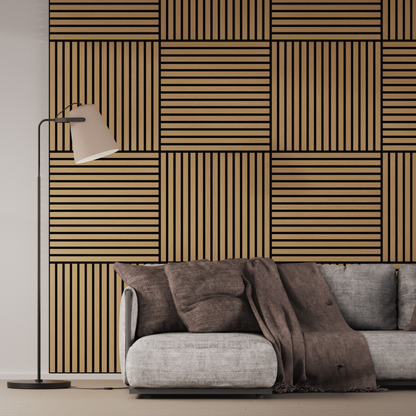 Panel Acústico Listones de Madera Enchapado Freijo 1,44 m²