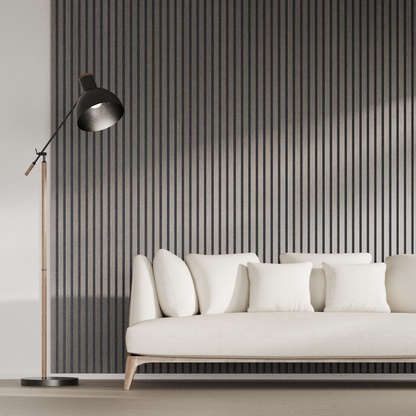 Panel Acústico Listones de Madera Enchapado Gris Lineal
