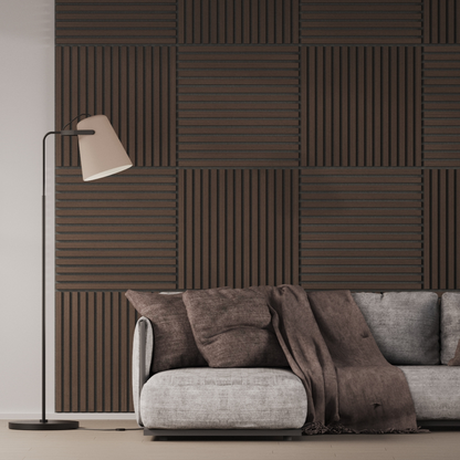 Panel Acústico Listones de Madera Enchapado Gris Lineal 1,44 m²