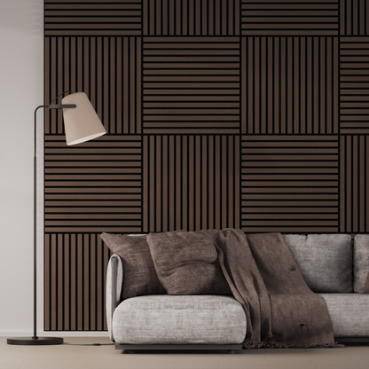 Panel Acústico Listones de Madera Enchapado Gris Lineal 1,44 m²