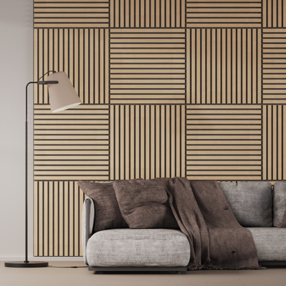 Panel Acústico Listones de Madera Enchapado Patina Blanca 1,44 m²