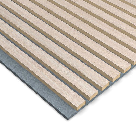 Panel Acústico Listones de Madera Enchapado Ceniza