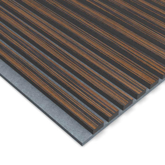 Panel Acústico Listones de Madera Enchapado Ébano
