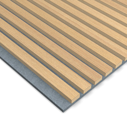 Panel Acústico Listones de Madera Enchapado Freijo