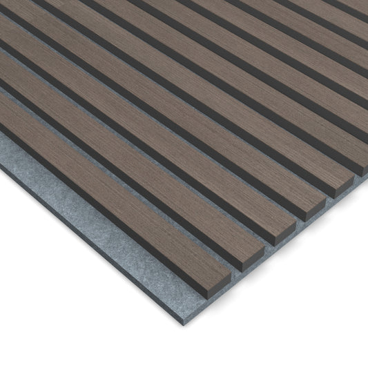 Panel Acústico Listones de Madera Enchapado Gris Lineal