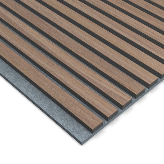 Panel Acústico Listones de Madera Enchapado Nogal