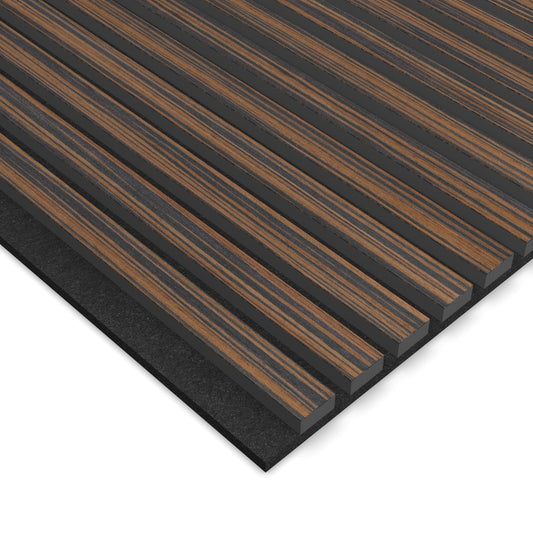 Panel Acústico Listones de Madera Enchapado Ébano
