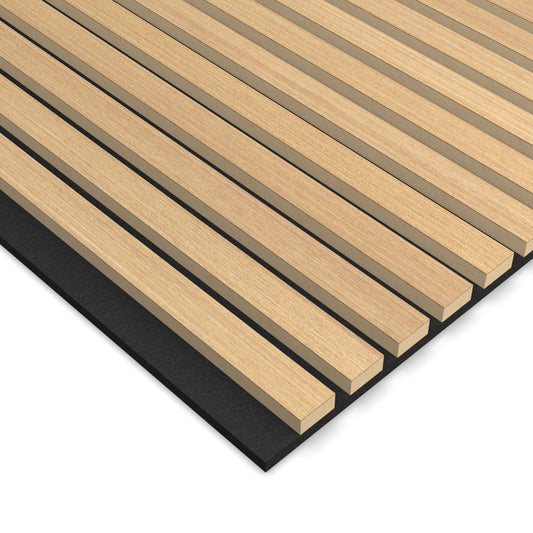 Panel Acústico Listones de Madera Enchapado Freijo