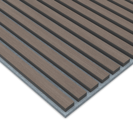 Panel Acústico Listones de Madera Enchapado Gris Lineal 1,44 m²