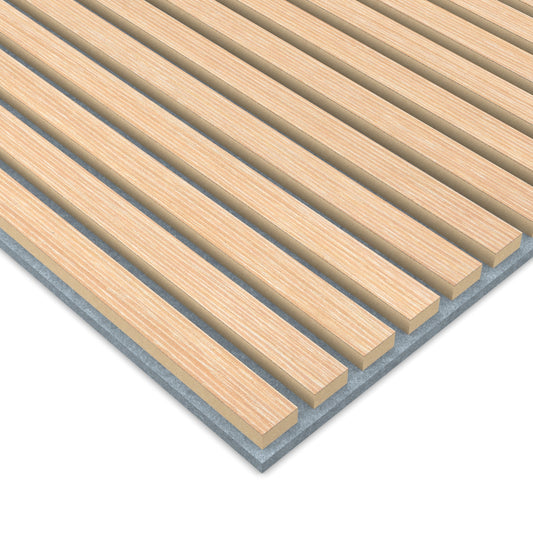 Panel Acústico Listones de Madera Enchapado Patina Blanca 1,44 m²