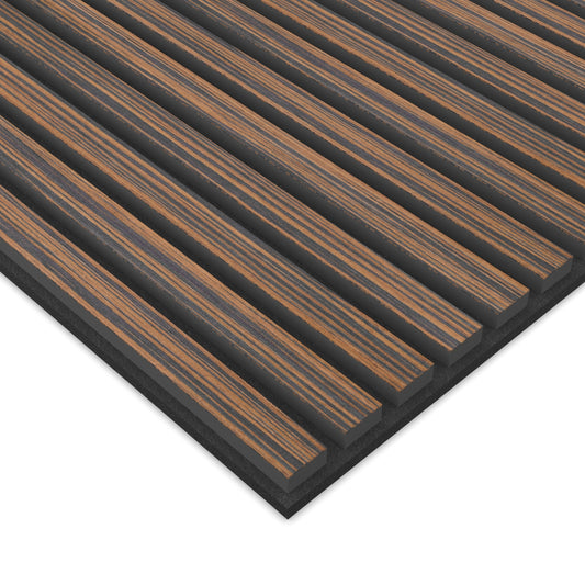 Panel Acústico Listones de Madera Enchapado Ébano 1,44 m²
