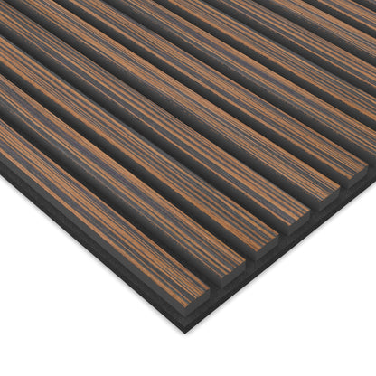 Panel Acústico Listones de Madera Enchapado Ébano 1,44 m²