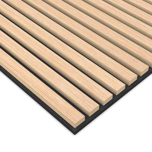 Panel Acústico Listones de Madera Enchapado Patina Blanca 1,44 m²