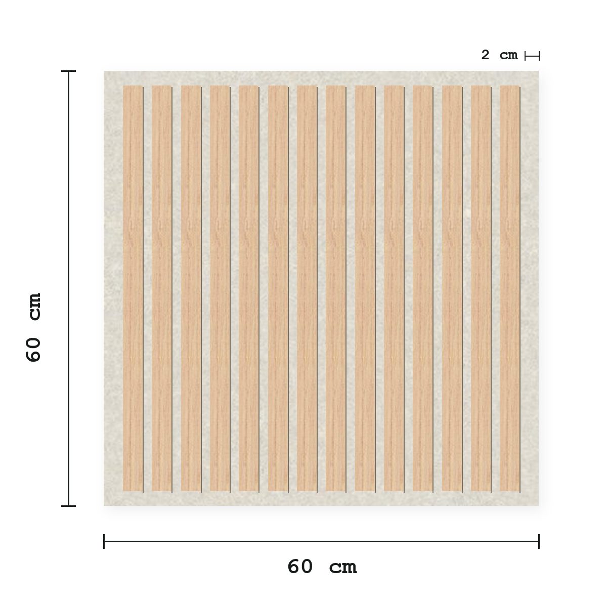 Medidas de la palmeta: 60 × 60 cm, 2 cm de fieltro en el perímetro