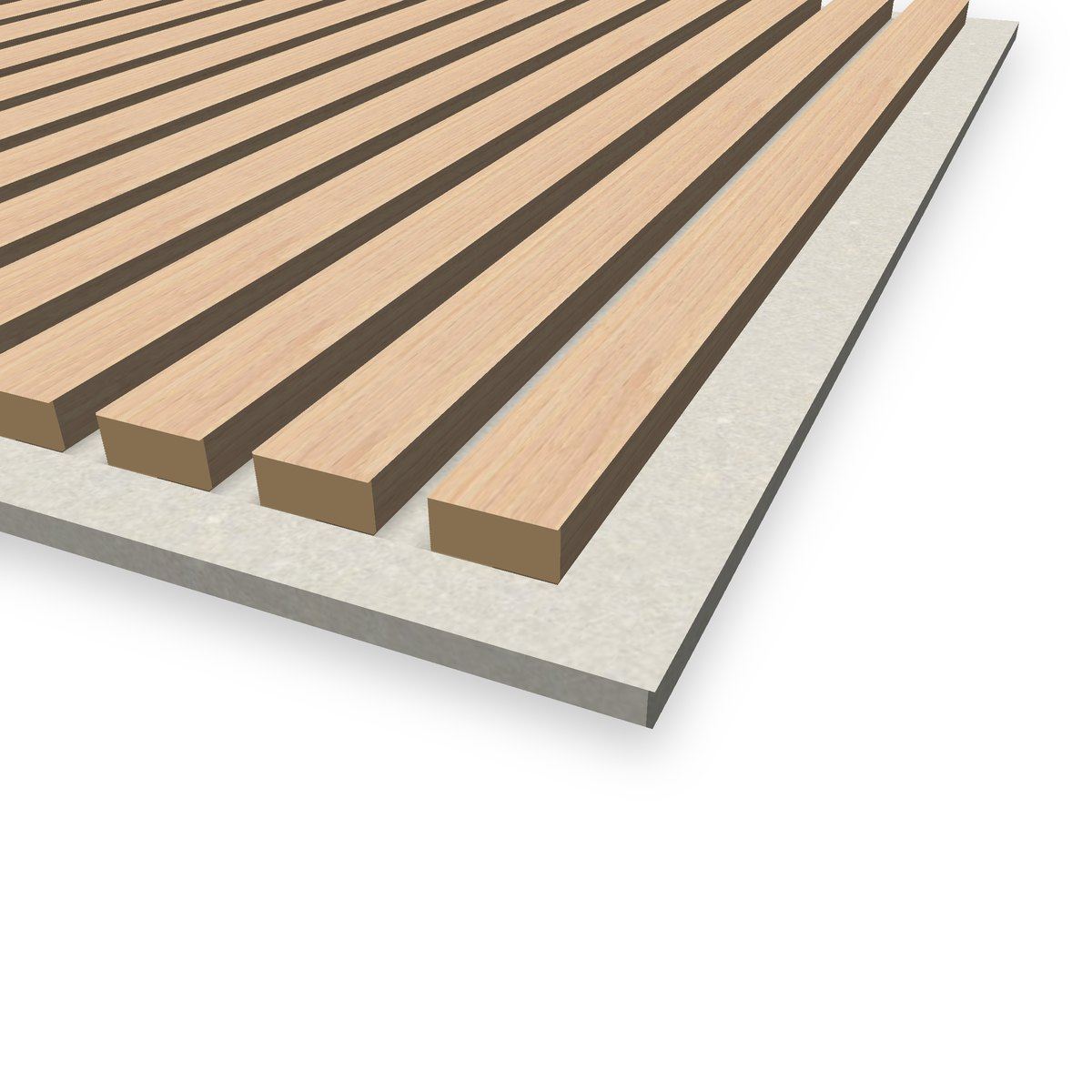 Palmeta de cielo modular acústico Wooden Panel, enchape Roble y fieltro PET Lino